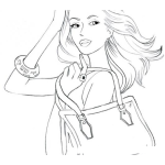 Dibujo para colorear Dibujo De Chica Con Bolso De Mano Para Pintar Y Colorear