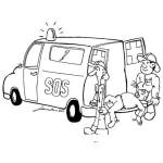 Dibujo para colorear Dibujo De Paramedicos Sacando De Una Ambulancia A Un Herido Sobre Una Camilla Para Pintar Y Colorear Una Emergencia