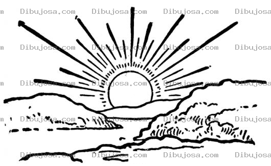 Dibujo para colorear Dibujo De Amanecer Para Pintar Y Colorear Salida Del Sol