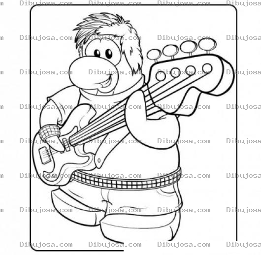 Dibujo para colorear Pinguino Rockero Para Pintar Y Colorear Pinguino Con Guitarra