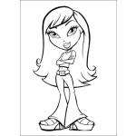 Dibujo para colorear Bratz con Jeans y tacones altos para pintar