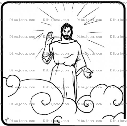 Dibujo para colorear Aquel Que Era Que Es Y Que Ira De Venir Quien Tiene El Nombre Sobre Todo Nombre El Rey De Reyes El Hijo Del Hombre Dibujo De JESUS En Las Nubes Para Pintar Y Colorear