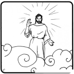 Dibujo para colorear Aquel Que Era Que Es Y Que Ira De Venir Quien Tiene El Nombre Sobre Todo Nombre El Rey De Reyes El Hijo Del Hombre Dibujo De JESUS En Las Nubes Para Pintar Y Colorear