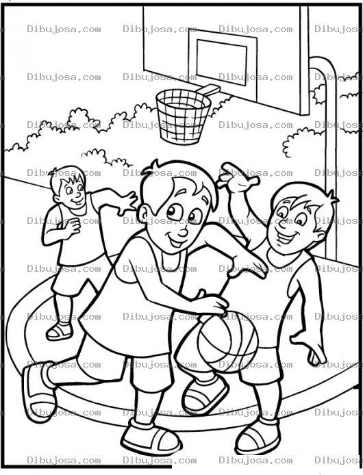 Dibujo para colorear Ninos jugando basquetbol para colorear