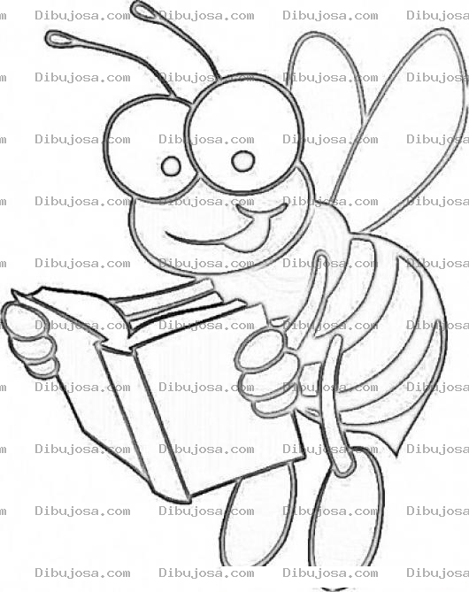 Dibujo para colorear Dibujo De Abeja Leyendo Un Libro Para Pintar Y Colorear Abejita Lectora