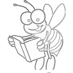Dibujo para colorear Dibujo De Abeja Leyendo Un Libro Para Pintar Y Colorear Abejita Lectora
