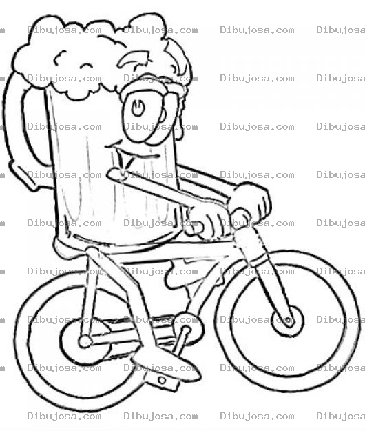 Dibujo para colorear Dibujo De Cerveza En Bicicleta Para Colorear