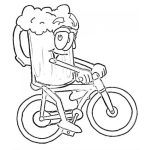 Dibujo para colorear Dibujo De Cerveza En Bicicleta Para Colorear