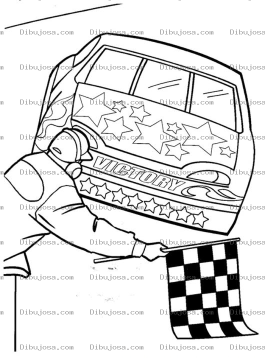 Dibujo para colorear Dibujo De Un Carro De Carreras Llegando A La Meta Para Pintar Y Colorear