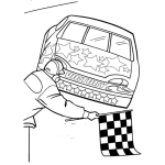 Dibujo para colorear Dibujo De Un Carro De Carreras Llegando A La Meta Para Pintar Y Colorear