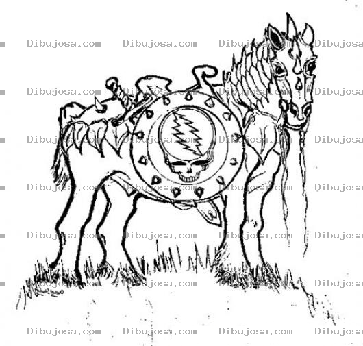 Dibujo para colorear Caballo Con Armdura Dibujo De Caballo Guerrero Con Escudo Y Armadura Medieval Para Pintar Y Colorear Caballo Blindado