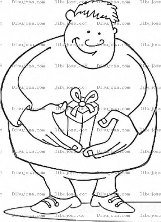 Dibujo para colorear Gordo Con Regalito Para Pintar Y Colorear Nino Gordo Con Regalo Chiquito