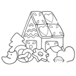 Dibujo para colorear Galletas De Navidad Y Casita De Chocolate Y Jengibre Para Pintar Y Colorear