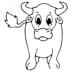 Dibujo para colorear Toro Con Cara Amigable Para Colorear