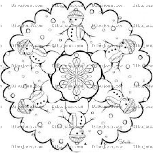 Dibujo para colorear Mandala A La Frosty Para Pintar Y Colorer Mandala De Snowman