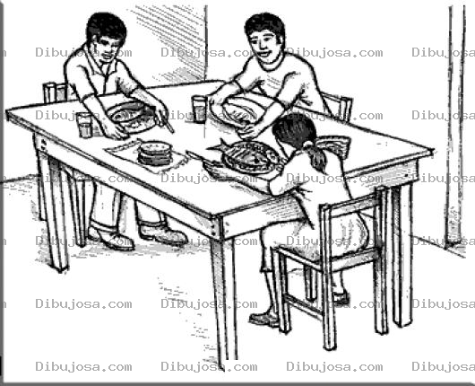Dibujo para colorear Pescado Con Tortillas Dibujo De Familia Humilde Comiendo Pescado Para Pintar Y Colorear