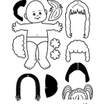 Dibujo para colorear Pelucas Intercambiables Dibujo De Una Bebe Con Pelucas Para Recortar Pintar Colorear E Intercambiar