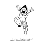 Dibujo para colorear PISCINAZO Dibujo De Un Nino Saltando Sobre Una Piscina Para Pintar Y Colorear Chapuzon Feliz