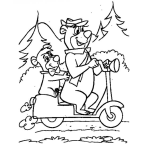 Dibujo para colorear Dibujo De Oso Yogi En Motoneta Para Colorear