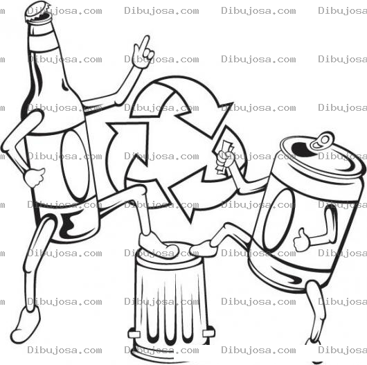 Dibujo para colorear Botella O Lata Dibujo De Una Discusion De Reciclaje Entre Botella De Vidrio Y Lata De Aluminio Para Pintar Y Colorear