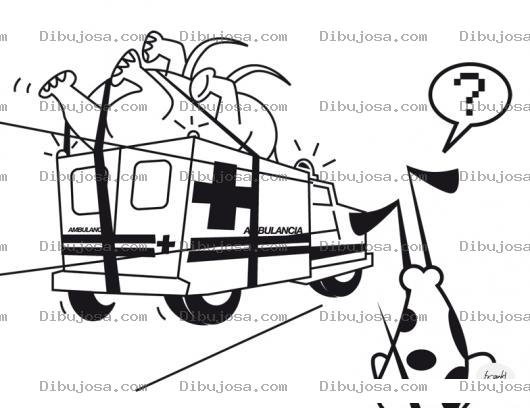 Dibujo para colorear Dibujo De Ambulancia Con Elefante Para Pintar Y Colorear