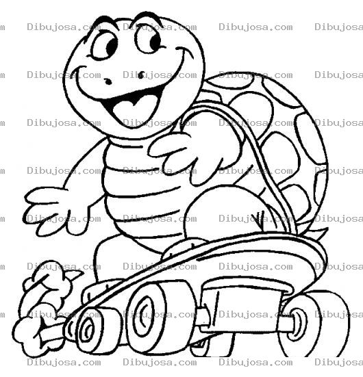 Dibujo para colorear Tortuga En Patineta Para Colorear