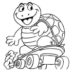 Dibujo para colorear Tortuga En Patineta Para Colorear