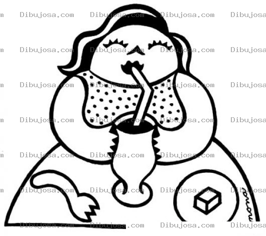 Dibujo para colorear Gorda Tomando Licuado Para Pintar Y Colorear Gordita Bebiendo Una Malteada