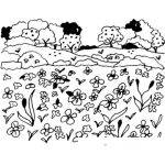 Dibujo para colorear Paisaje De Flores Para Pintar Y Colorear