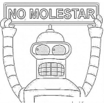 Dibujo para colorear Nomolestar Dibujo De Un Rotulo De No Molestar Con Un Robot Sosteniendo Un Rotulo De No Molestar Para Pintar Y Colorear