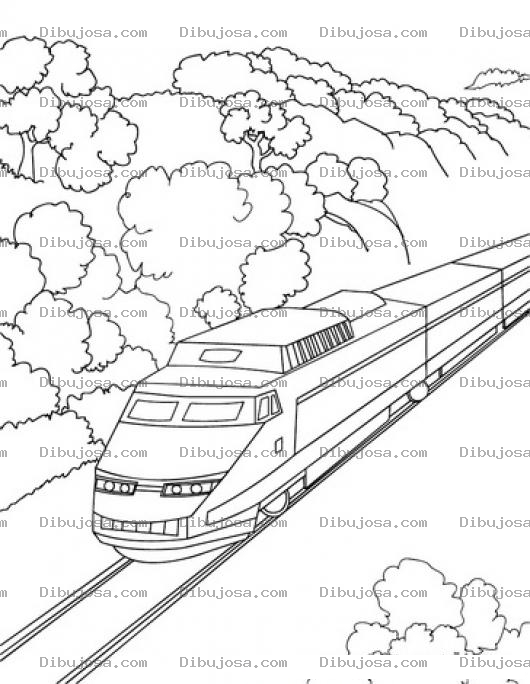 Dibujo para colorear Dibujo De Un Tren En Un Paisaje Para Pintar Y Colorear