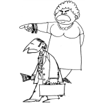 Dibujo para colorear Dibujo De Mujer Dominante Enviando A Su Esposo A Trabajara Para Pintar Y Colorear Matriarcado