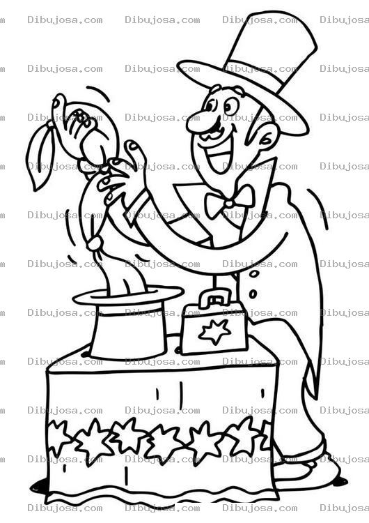 Dibujo para colorear Dibujo Demago Haciendo Magia Con Un Sombrero Para Pintar Y Colorear