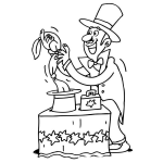 Dibujo para colorear Dibujo Demago Haciendo Magia Con Un Sombrero Para Pintar Y Colorear