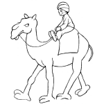 Dibujo para colorear Dibujo De Camello Enojado Llevando A Un Egipcio Con Turbante Sobre Su Lomo Para Pintar Y Colorear