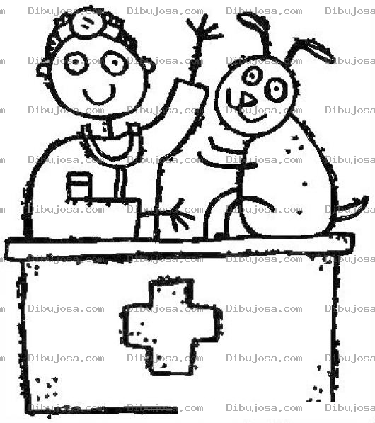 Dibujo para colorear Dibujo De Un Veterinario Con Un Perro Para Pintar Y Colorear