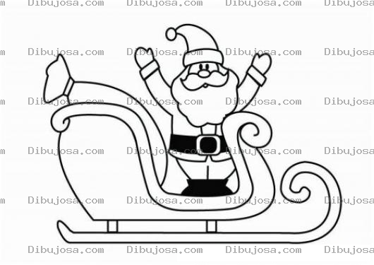 Dibujo para colorear Dibujo De Santaclaus En Su Trineo Saludando Para Pintar Y Colorear
