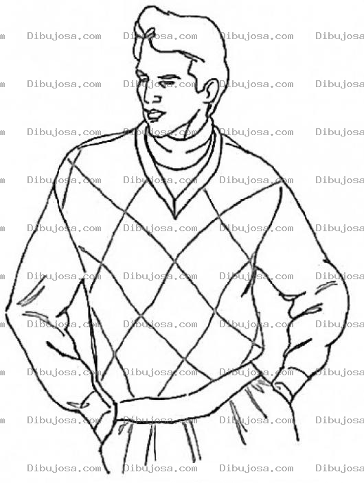 Dibujo para colorear Dibujo De Un Modelo Masculino Para Pintar Y Colorear Sueter De Hombre