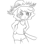 Dibujo para colorear Dibujo De Chica Campesina Con Sombrero De Paja Y Machete Para Pintar Y Colorear