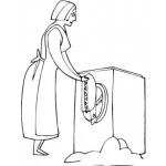 Dibujo para colorear Dibujo de una mujer lavando ropa