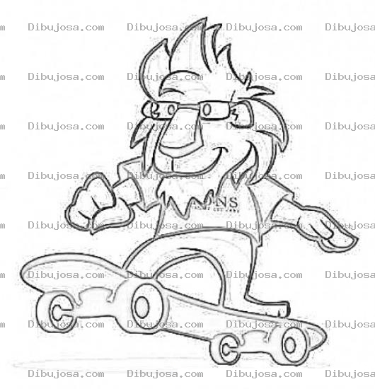 Dibujo para colorear Dibujo De Leon En Patineta Para Pintar Y Colorear