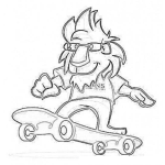 Dibujo para colorear Dibujo De Leon En Patineta Para Pintar Y Colorear