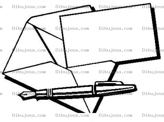 Dibujo para colorear Dibujo De Una Carta Con Una Pluma Para Pintar Y Colorear
