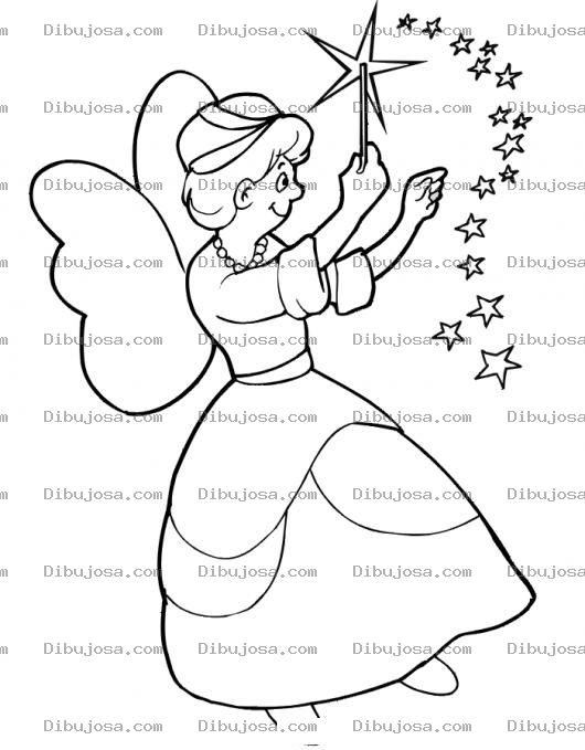 Dibujo para colorear Colorear Hada Madrina Con Varita Magica
