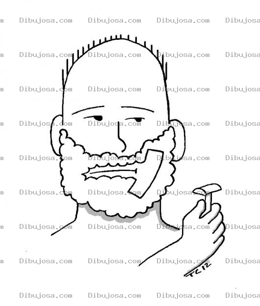 Dibujo para colorear Dibujo De Hombre Rasurandose La Barba Con Una Maquina De Afeitar Usando La Mejor Marca Prestobarba Gillette