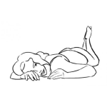 Dibujo para colorear Dibujo De Mujer Acostada En El Piso Boca Abajo Para Pintar Y Colorear