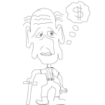 Dibujo para colorear Dibujo De Viejito Pensando En El Dinero Para Pintar Y Colorear Abuelito Con Baston Deseando Plata