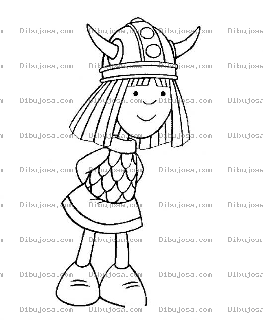 Dibujo para colorear Colorear Nina Vikinga