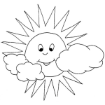 Dibujo para colorear Dibujo Del Sol Entre Nubes Para Pintar Y Colorear