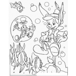 Dibujo para colorear Dibujo De Pinocho Debajo Del Mar Para Pintar Y Colorear